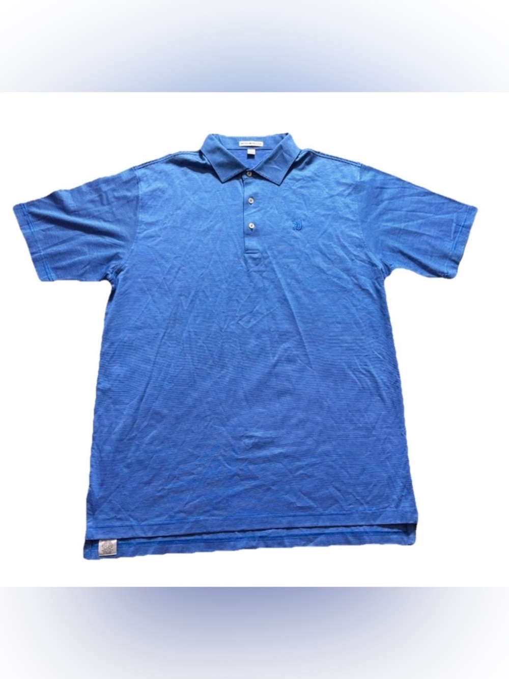 Peter Millar Blue White Striped Polo Cotton Mens Size L Golf Preppy Pullover